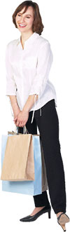 happy woman shopping